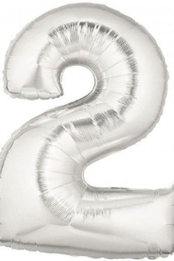 Şekilli Supershape Silver Rakam Folyo Balon 2 Numara
