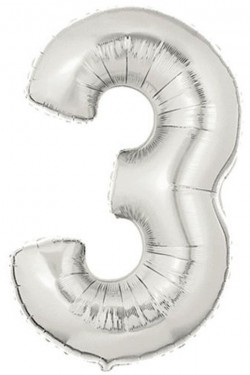 Şekilli Supershape Silver Rakam Folyo Balon 3 Numara