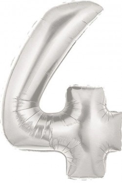 Şekilli Supershape Silver Rakam Folyo Balon 4 Numara