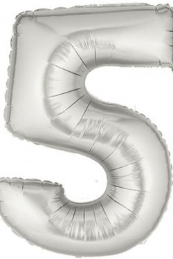 Şekilli Supershape Silver Rakam Folyo Balon 5 Numara
