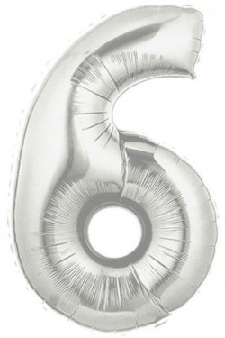 Şekilli Supershape Silver Rakam Folyo Balon 6 Numara