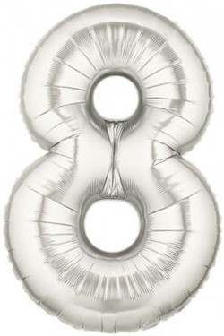Şekilli Supershape Silver Rakam Folyo Balon 8 Numara
