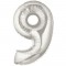 Şekilli Supershape Silver Rakam Folyo Balon 9 Numara