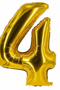 Şekilli Supershape Gold Rakam Folyo Balon 4 Numara