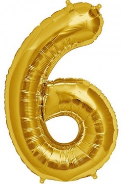 Şekilli Supershape Gold Rakam Folyo Balon 6 Numara