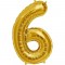 Balão de folha de número dourado supershape em formato número 6