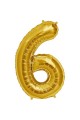 Balão de folha de número dourado supershape em formato número 6 Balão de folha de número dourado supershape em formato número 6