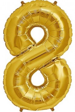 Şekilli Supershape Gold Rakam Folyo Balon 8 Numara