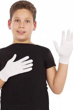 Beyaz Renk Çocuk Boy Likralı Pandomim Eldiveni