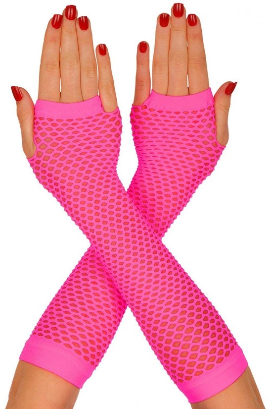 Uzun File Örgü Eldiven Fuşya Renk 26 cm Uzun File Örgü Eldiven Fuşya Renk 26 cm