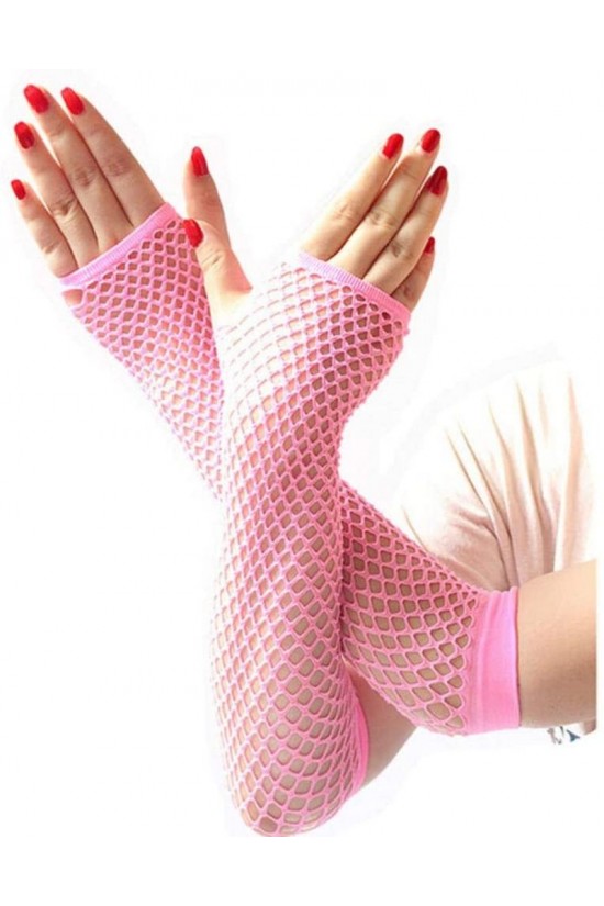 Long Mesh Knitted Gloves Light Pink Color Long Mesh Knitted Gloves Light Pink Color