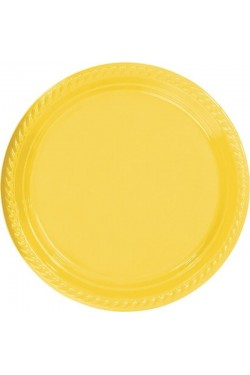 Assiette Plastique Jaune 22 cm 25pcs