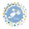 Leylek Temalı Mavi Renk Erkek Baby Boy Stork Baby Shower Parti Tabağı 8 Adet