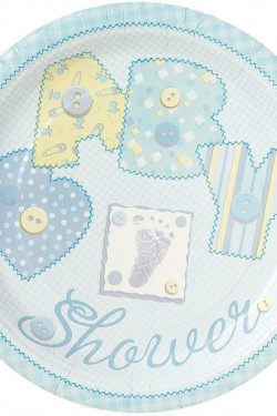 Baby Shower Yazılı Mavi Renk Erkek Parti Tabağı 8 Adet