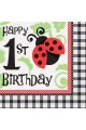 Servietten zum 1. Geburtstag mit Marienkäfermotiv, 16 Stück