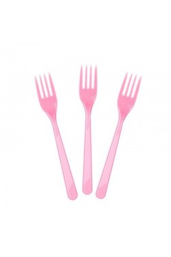 Pembe Renk Lüks Plastik Çatal 25 Adet