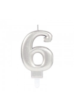 Bougie 6 Chiffres Couleur Argent