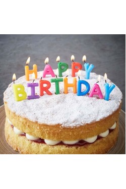 Alles Gute zum Geburtstag geschrieben bunte Geburtstagskerze
