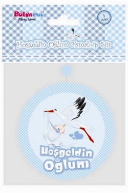 Hoşgeldin Oğlum Yazılı Baby Shower Partisi Asmalı İp Süs 3 Adet