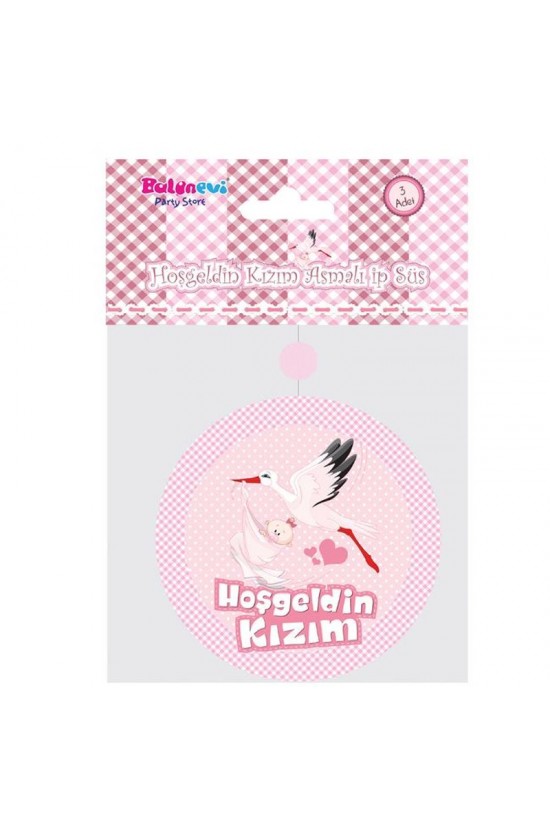 Hoşgeldin Kızım Yazılı Baby Shower Partisi Asmalı İp Süs 3 Adet Hoşgeldin Kızım Yazılı Baby Shower Partisi Asmalı İp Süs 3 Adet