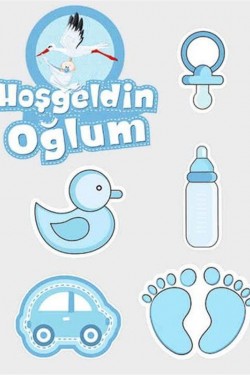 Hoşgeldin Oğlum Baby Shower Sticker Etiket Seti 6 Adet