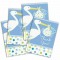 Mavi Renk Baby Stork Baby Shower Teşekkür Zarfı ve Not Seti 8 Adet