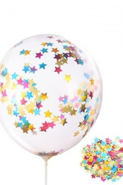 Yıldız Pullu Şeffaf Yuvarlak Balon 24 İnç