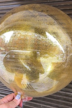 Gold Simli Yuvarlak Şeffaf Balon 24 İnç