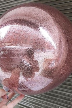 Rose Gold Renk Simli Yuvarlak Şeffaf Balon 24 İnç