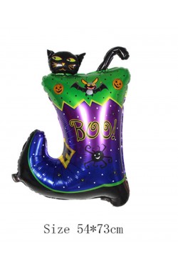 Ballon aluminium chat noir en bottes d'Halloween