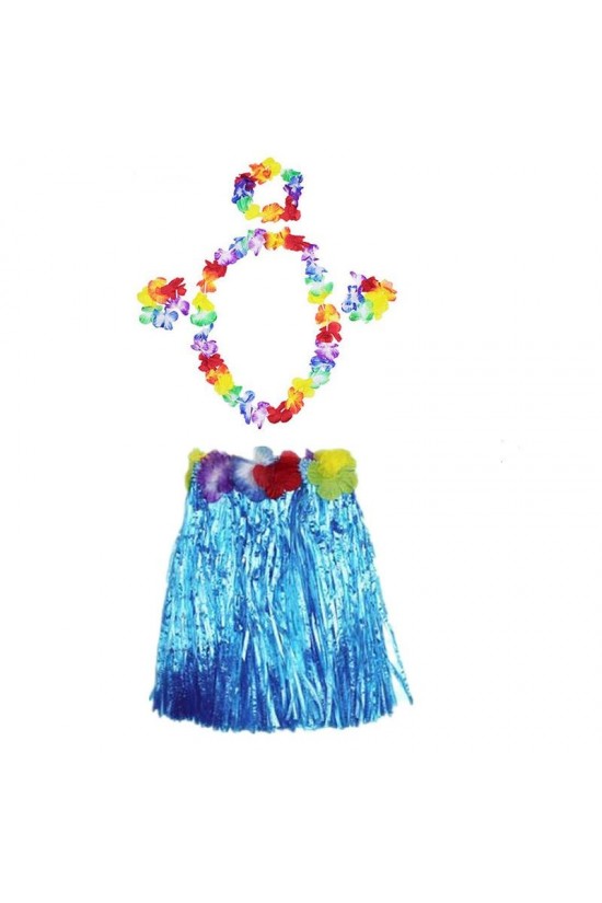 Luau Aloha Hawaii Partisi Etek Taç ve Bileklik Seti Mavi Luau Aloha Hawaii Partisi Etek Taç ve Bileklik Seti Mavi