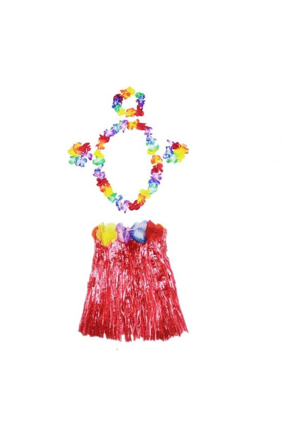 Luau Aloha Hawaii Kolye Etek Taç ve Bileklik Seti Kırmızı Luau Aloha Hawaii Kolye Etek Taç ve Bileklik Seti Kırmızı