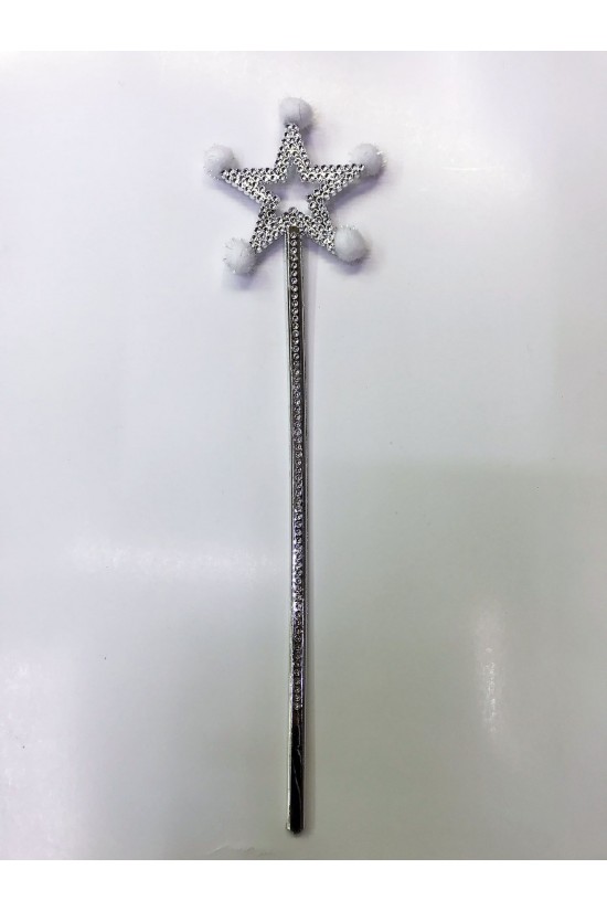 Baguette Magique Star Fairy Wand Avec Pompon Blanc