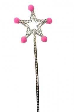 Baguette Fée Étoile Pompon Rose 1 pcs