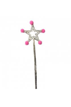Baguette Fée Étoile Pompon Rose 1 pcs