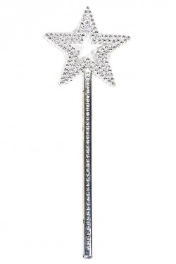Baguette de Fée Modèle Étoile Baguette d'Ange Baguette de Princesse Couleur Argent Métallisé
