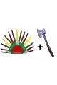 Colorful Indian Feathered Headgear and Plastic Indian Ax Colorful Indian Feathered Headgear and Plastic Indian Ax