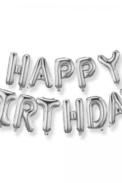 Gümüş Renk Happy Birthday Folyo Doğum Günü Balonu 35 cm