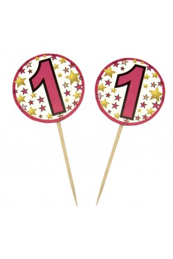Ornement de cure-dents de fête à motif d'étoile de couleur rose 20 pièces