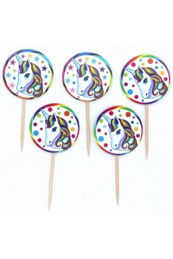 Bunte Einhorn-Motto-Party-Zahnstocher-Ornamente, 20 Stück