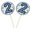 Blue Color 2 Years Themed Star Pattern Party Toothpick Ornament 20 pcs