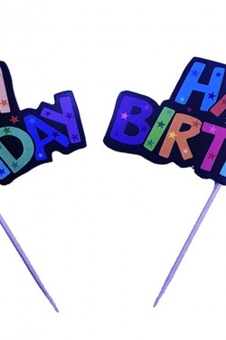 Rengarenk Harflerle Happy Birthday Yazılı Parti Kürdan Süsü 2 Adet