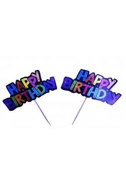Party-Zahnstocher-Ornament mit bunten Buchstaben „Happy Birthday“, 2 Stück