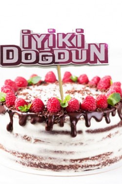Pembe Renk İyiki Doğdun Yazılı Kürdan Süsü 2 Adet 8X8 cm
