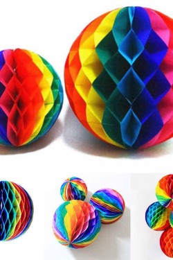 Gökkuşağı Renkli 30 cm Rengarenk Kağıt Süs Fener 1 Adet