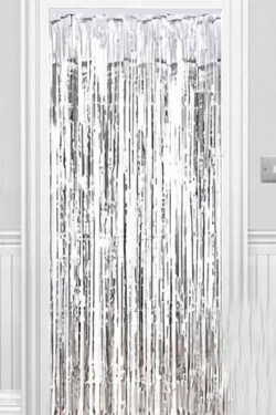 Işıltılı Duvar ve Kapı Perdesi Gümüş 90x200 cm