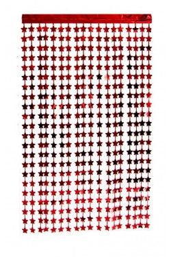 Red Color Star Shaped Metalized Fringed Background Curtain Decoration