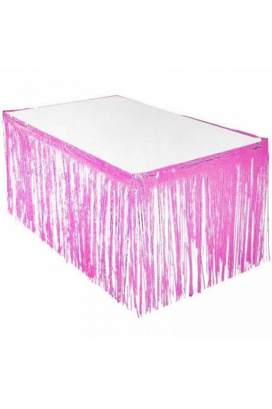 Püsküllü Işıltılı Metalize Pembe Renk Masa Eteği 75 cm x 4 m Püsküllü Işıltılı Metalize Pembe Renk Masa Eteği 75 cm x 4 m