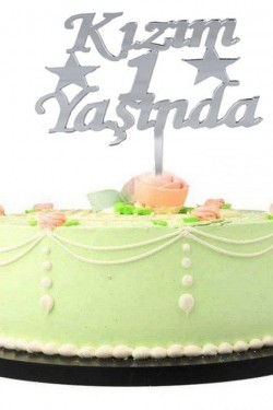 My Daughter is 1 Year Old First Birthday Party Plexi Cake Decor Silver Color