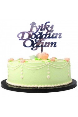 Alles Gute zum Geburtstag, mein Sohn, geschriebene Geburtstagsparty, Plexi-Kuchendekoration, silberfarben